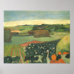 Höstackar i Brittany, potatisfält; Paul Gauguin Affisch