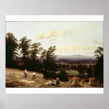 Höstackar near en flod, nära Harford, Warwickshire Print
