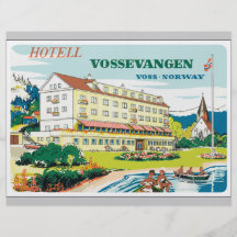 Hotell Vossevangen Voss-Norge, vintage Flygblad Designs