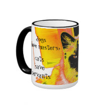 Hundar har styr katter har tjänare kaffe mugg