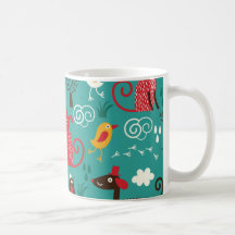 Hundar och fåglar kaffe muggar