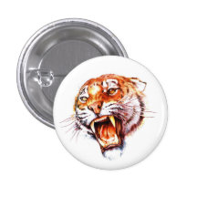Huvud för tiger för kallt tecknadtatueringsymbol r knapp med nål