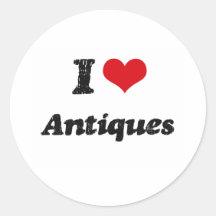 I Love Antiques Round Stickers
