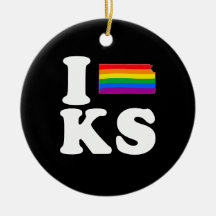 I LOVE GAY KANSAS - WHITE -.png Christmas Ornament