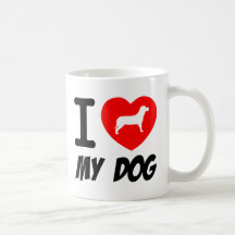 I Love My Dog Text With Red Heart Mug