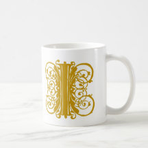 I Monogram Wedding Gold Mugs Cups and Steins