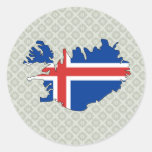 I naturlig storlek islandflaggakarta rund klistermärke