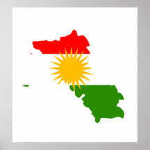 I naturlig storlek Kurdistanflaggakarta Affisch