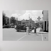 I stadens centrum Fayetteville, Arkansas, 30-tal Print