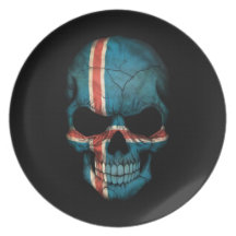 Icelandic Flag Skull on Black Party Plates