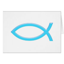 Ichthus - kristet fisksymbol - blått kort