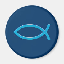 Ichthus - kristet fisksymbol - blått kylskåps magneter