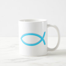 Ichthus - kristet fisksymbol - blått mugg