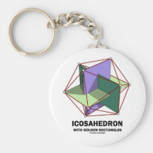 Icosahedron med guld- rektanglar (geometri) nyckel ring