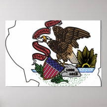 Illinois flaggakarta affisch