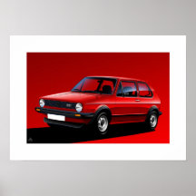 Illustration för affisch för klassikerGolf GTI mk1