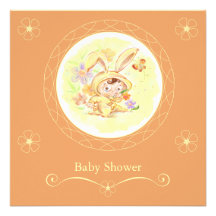 Illustration för vårbaby showerkanin personliga inbjudan