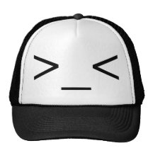 >Ilsken Emoticonhatt för _< Trucker Kepsar