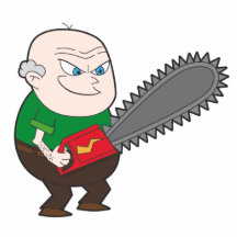 Ilsken man med chainsawtecknaden photo cutouts