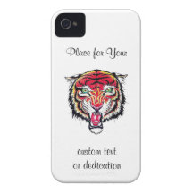 Ilsken vild tiger för kallt tecknadtatueringsymbol iPhone 4 cases