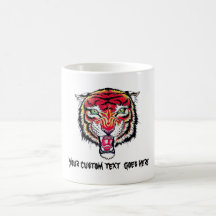 Ilsken vild tiger för kallt tecknadtatueringsymbol kaffe kopp
