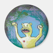 Ilsket monster med hjärta - rolig unik original- k magneter för kylskåp