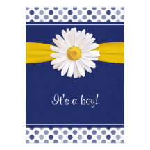 Inbjudan för baby shower för daisy för blåttvitpol