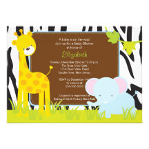 Inbjudan för baby shower för djungeldjurSafari
