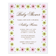 Inbjudan för baby shower för gräns för rosagröntbl
