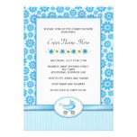 Inbjudan för baby shower för pojkebarnvagnblommöns