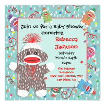 Inbjudan för babysock monkeybaby shower