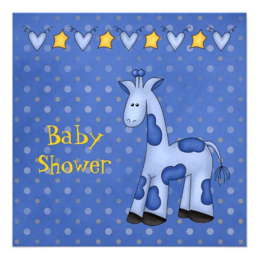 Inbjudan för blåttgiraffbaby shower
