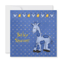 Inbjudan för blåttgiraffbaby shower