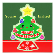 Inbjudan för god julträdKawaii party