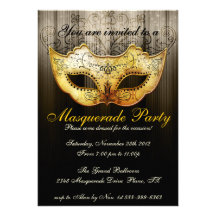 Inbjudan för guld för finare för maskeradpartyfira