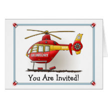 Inbjudan för helikopterambulansparty hälsnings kort