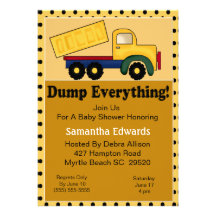 Inbjudan för lastbiltemababy shower
