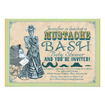 Inbjudan för mustaschvåldsamt slagbaby shower
