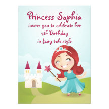Inbjudan för Princess födelsedagsfest