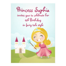 Inbjudan för Princess födelsedagsfest