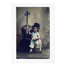Inbjudan för vintagevioloncellflicka