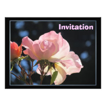 Inbjudan - tända - rosa ros