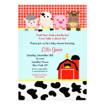 Inbjudningar för baby shower för Barnyard för ladu