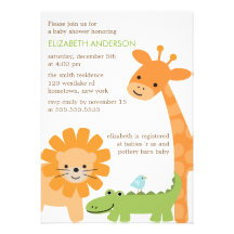 Inbjudningar för baby shower för djungelSafaridjur