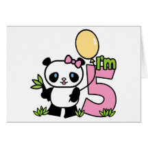 Inbjudningar för födelsedag för Pandaflicka 5th Hälsningskort
