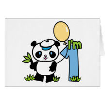 Inbjudningar för födelsedag för Pandapojke första Hälsningskort