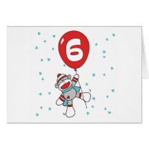 Inbjudningar för sock monkey6efödelsedag hälsningskort
