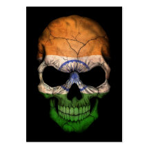 Indian Flag Skull on Black Business Cards
