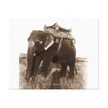 Indisk elefant i sepia kanvasduk med gallerikvalitet 
