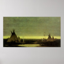 Indiskt läger på gryning av Jules Tavernier Affischer